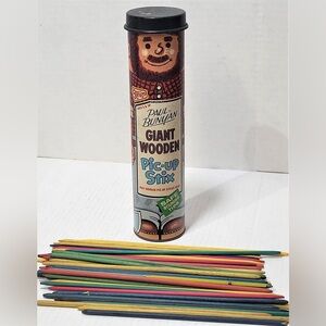 Vintage Paul Bunyan Giant Wooden Pic-up Stix original container & 24 sticks